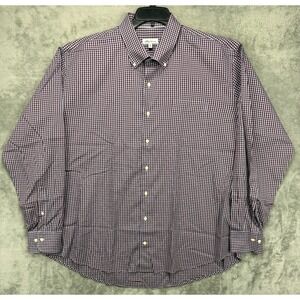 Peter Millar Men's Shirt XXL Red/Blue Check Plaid Long Sleeve Button Up